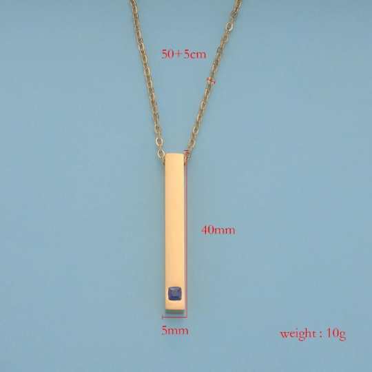 1 pc gold and silver Stainless Steel necklace with Custom Laser Engraved and Stamping Blanks bar charm