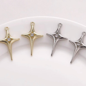 6pcs Mini Gold Micro Pave Star burst Charms, Cubic Zirconia Star Charms and Dainty Celestial for Jewelry Making Supplies