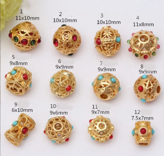 drum bead - tube spacer beads - alluvial gold drum beads- tube spacer beads - beads for you 10pcs