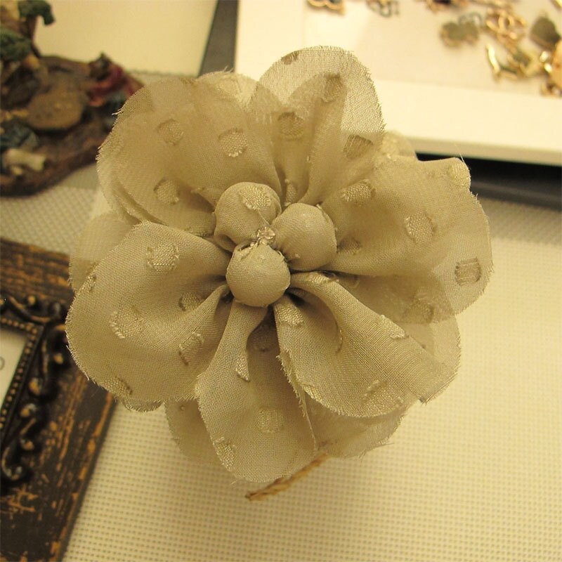 5pcs  grey flower charm - grey chiffon flower - big chiffon flower - grey headband flower  - big brooch flower on sale