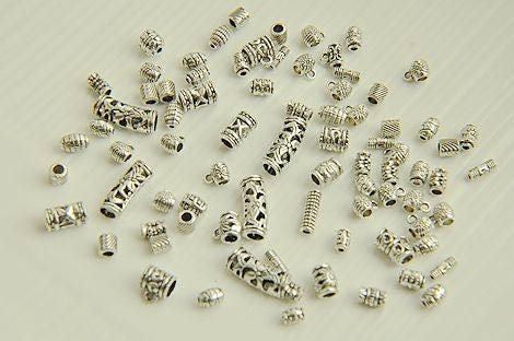 drum bead - tube spacer beads - metal drum beads- tube spacer beads - beads for you 10pcs