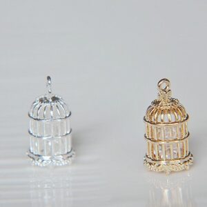 4pcs decorative bird cage - bird cage decor - bird cage charm - Brass plating bird cage pendant  Finding