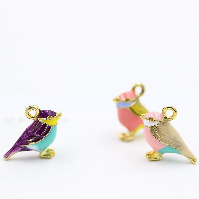 small bird charm - oil drip charm - bird charm connector -   6pcs Alloy drip bird    pendant finding msx13