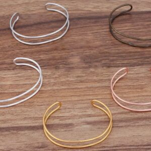 cuff bracelet blank - copper wire bracelet - copper chain bracelet - Adjustable Bangle - 3 pcs brass plated antique bronze  bracelet