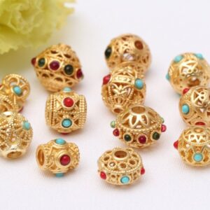 drum bead - tube spacer beads - alluvial gold drum beads- tube spacer beads - beads for you 10pcs