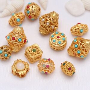 drum bead - tube spacer beads - alluvial gold drum beads- tube spacer beads - beads for you 10pcs