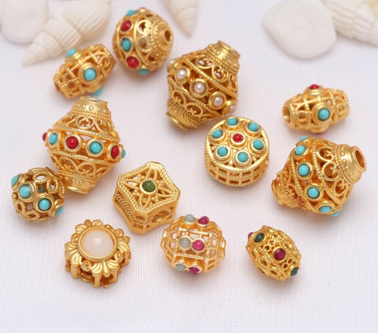 drum bead - tube spacer beads - alluvial gold drum beads- tube spacer beads - beads for you 10pcs