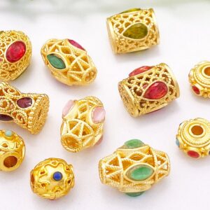 drum bead - tube spacer beads - alluvial gold drum beads- tube spacer beads - beads for you 6pcs