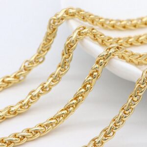 gold rope chain - dainty gold chain - unique gold chain - thick gold chain - 1 meter raw Brass  plating 14k gold  chain