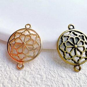 alloy charm pendant - 8 pcs gold plating flower connector  pendant