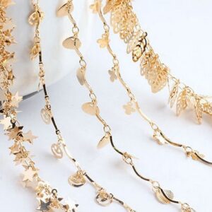 simple gold chain - thin gold chain - brass plated gold laugh face chain 50cm