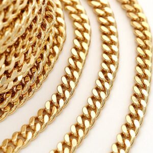 gold Curb  chain - dainty gold chain - unique gold chain - thick gold chain - 1 meter raw Brass  plating 14k gold  chain