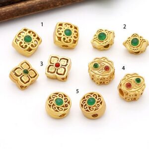 tube spacer beads - alluvial gold drum beads- tube spacer beads - beads for you 4pcs