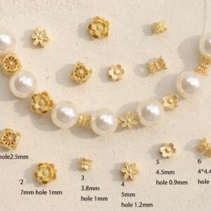 10pcs Gold Flower Spacer Beads - Copper Plated Drum & Tube Spacer Beads