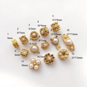 copper plated gold pearl  spacer beads - drum bead - tube spacer beads - beads for you  6pcs