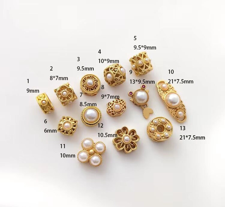 copper plated gold pearl  spacer beads - drum bead - tube spacer beads - beads for you  6pcs