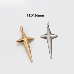 6pcs Mini Gold Star Charms - Tiny North Star Pendants for Necklace & Earring Jewelry Making