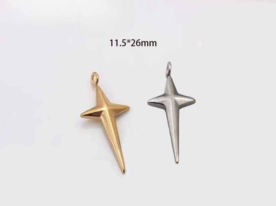 6pcs Mini Gold Star Charms - Tiny North Star Pendants for Necklace & Earring Jewelry Making