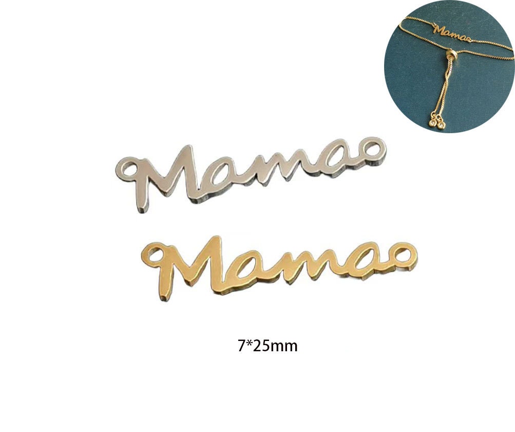 6pcs Gold Filled MAMA Charm - Mini  Script Pendant for Necklaces & Bracelets - Mom Gift Jewelry