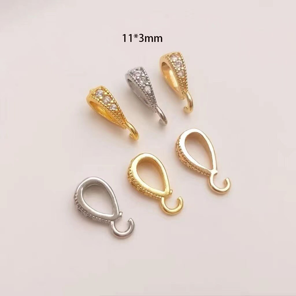 6pcs Gold Micro Pave Bails - Minimalist Snap Clasp Jewelry Findings for DIY Making Kits