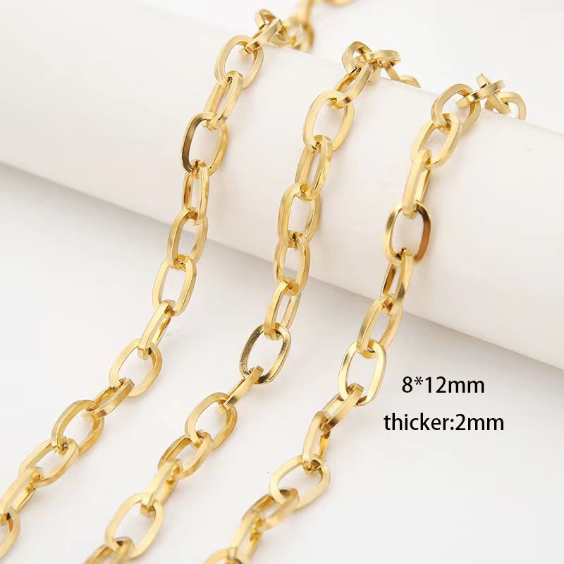 2 meter Gold Chunky Cable Chain - Large Rolo Link for Bold Statement Jewelry - Roll Chain for Striking Layered Necklace Making