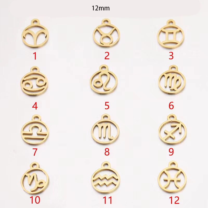 1 piece Gold Astrological Zodiac Bead - Zodiac charms - Zodiac pendants - Constellation Beaded Bracelet Necklace Personalized Jewelry Supply