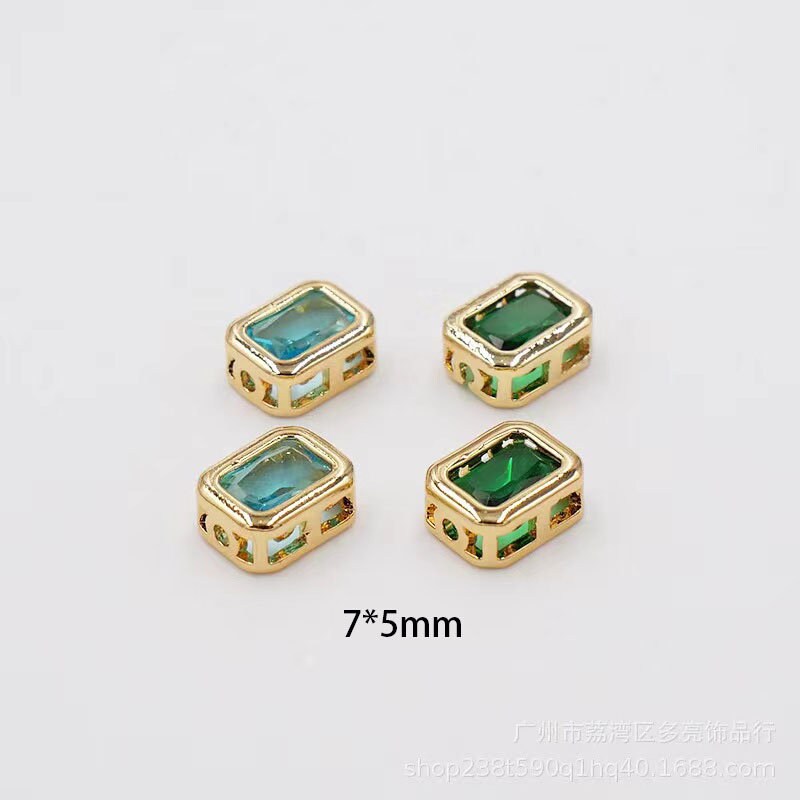 4pcs Gold Plated Dainty rectangular Spacer Beads - Geometric CZ Accent Spacers for Bracelets & Necklaces