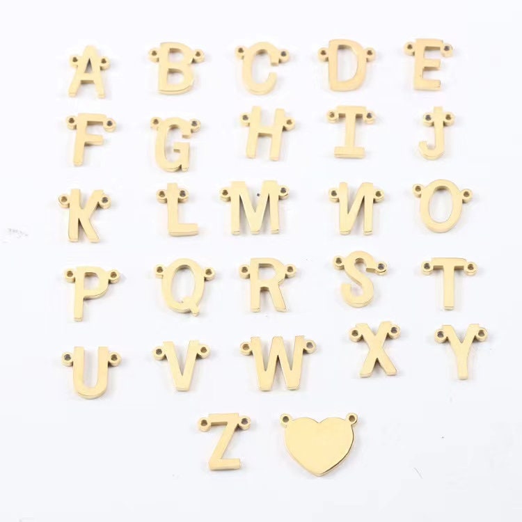 1 piece Gold Initial Letter Charms - Personalized Alphabet Bracelet & Necklace Pendants