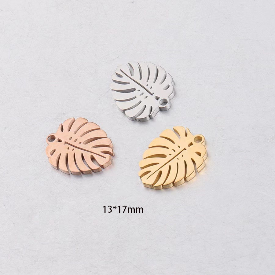 4pcs Mini Monstera Leaf Charms - Dainty palm Leaf Charm Beads for Jewelry Making Bracelet Necklace Earrings Supplies