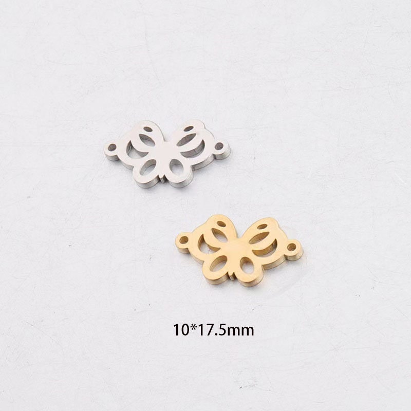 4pcs Dainty Gold Filled Butterfly Charms - Minimalist Spring Mariposa Connectors for Necklace Bracelet Jewelry Making