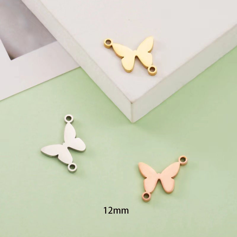 5pcs Dainty Gold Filled Butterfly Charms - Minimalist Spring Mariposa Connectors for Necklace Bracelet Jewelry Making